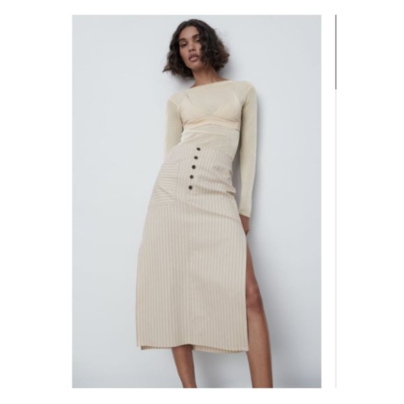 NWT Zara Midi Striped Skirt - Picture 1 of 7
